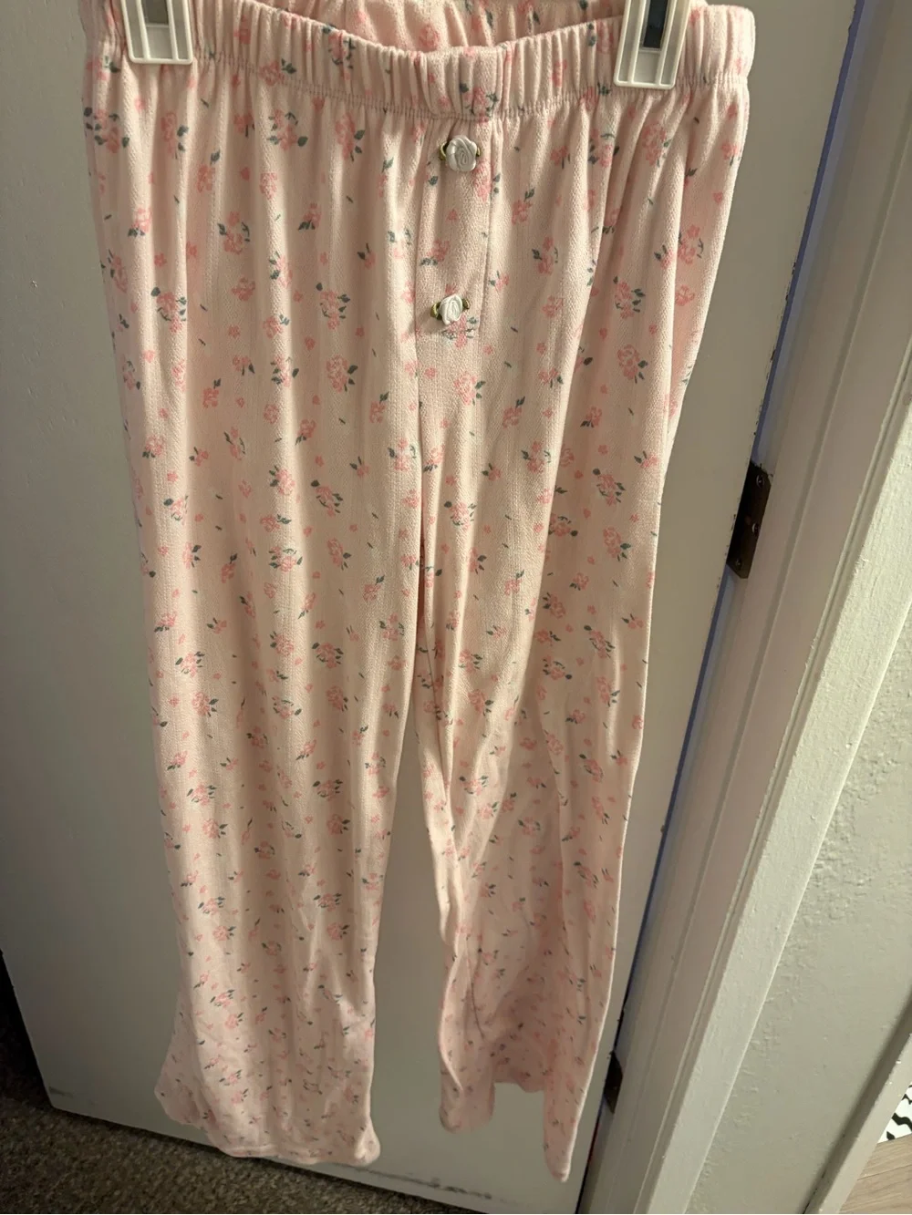 Women's Light Pink Floral Camisole & Pajama Set top size S Bottom size M
